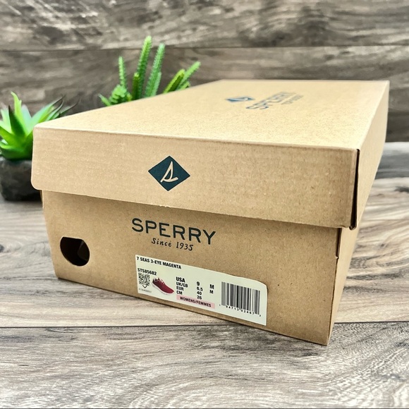 NIB Sperry 7 Sea 3-Eye Hydrophobic Sneaker Magenta Water Friendly Quick Drying - Picture 14 of 14
